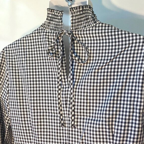 OXL SZ L Black & white gingham check dress Cottage Modest Prairie Western 50s - Picture 5 of 10